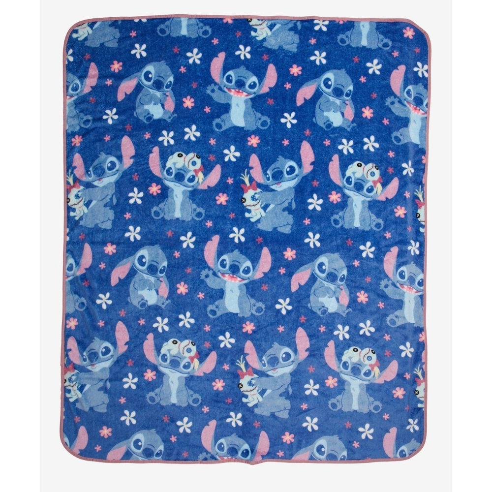 Disney Stitch Scrump Floral Throw Blanket